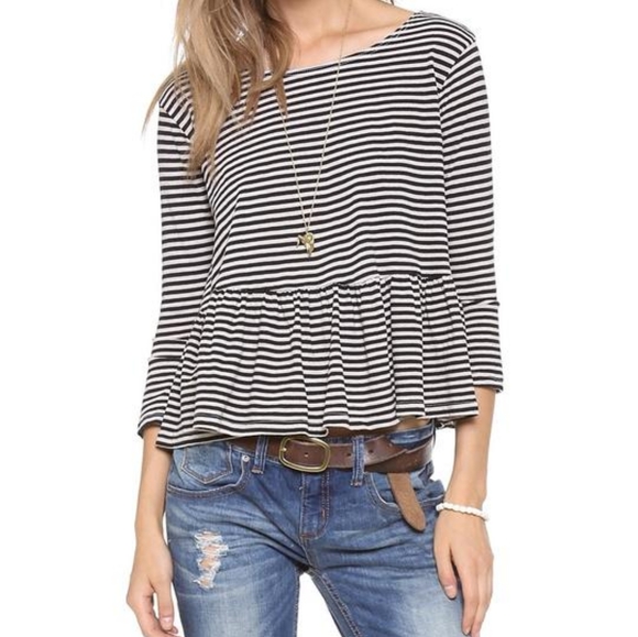 We The Free Tops - Striped peplum top